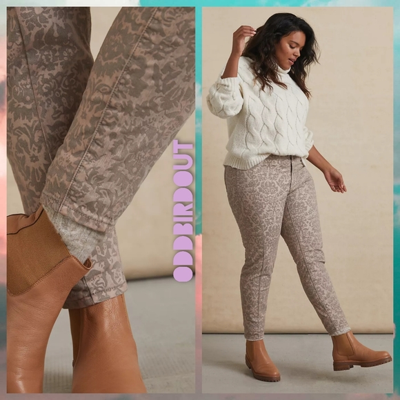 Anthropologie Pilcro Flocked High-Rise Baroque Leggings in Grey Silver - Picture 4 of 4